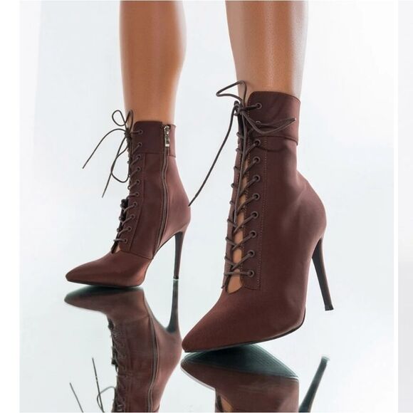AZALEA WANG Light Me Up Stiletto Bootie in Brown 8,,NIB - Picture 3 of 6